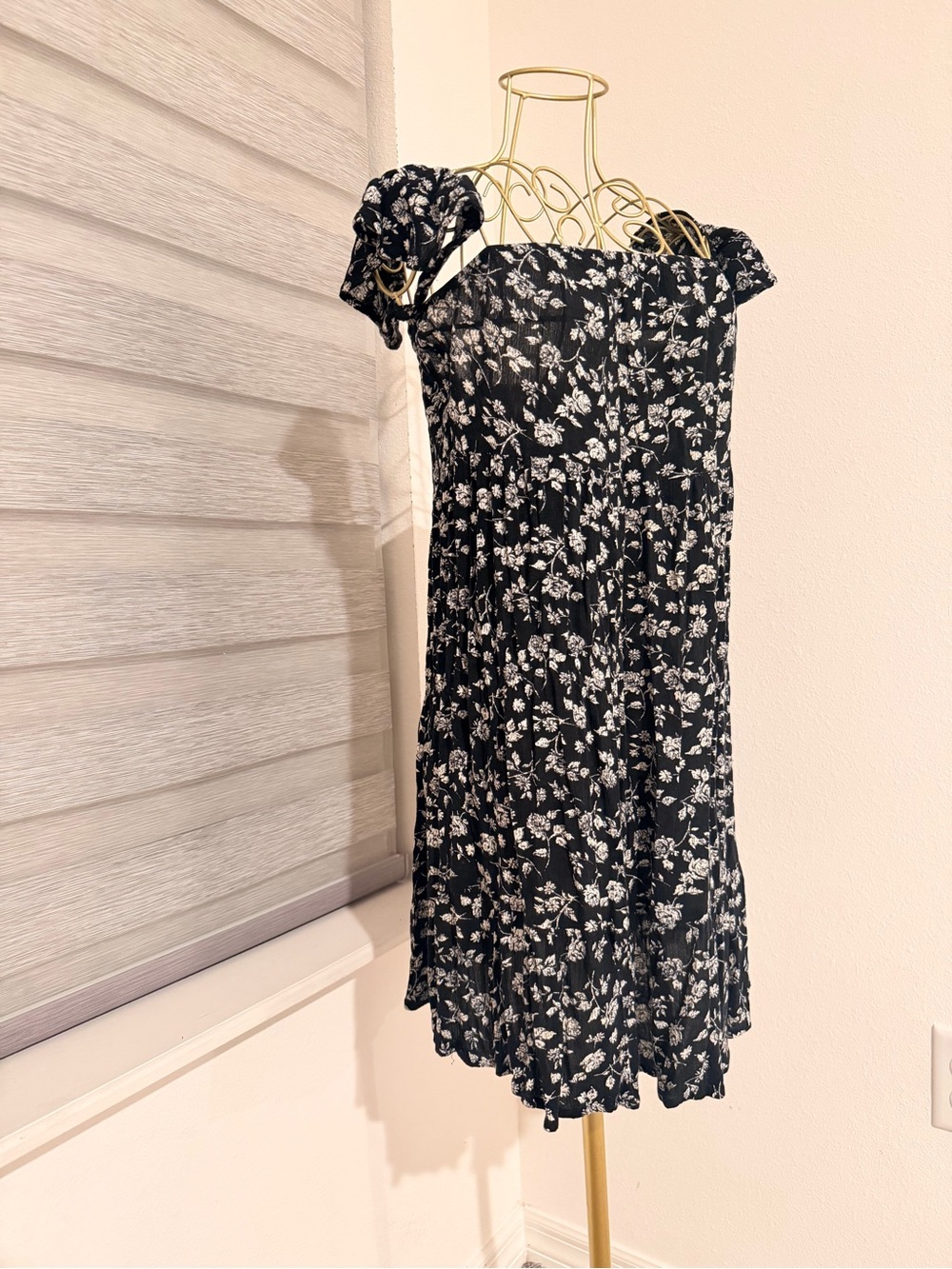 Black Floral Off-Shoulder Summer Dress